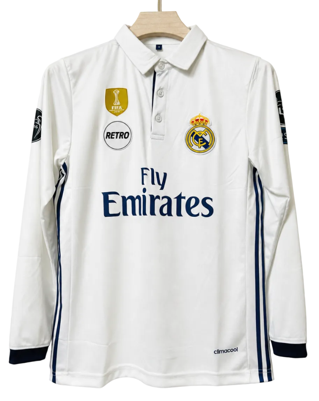 Real Madrid 2016/17 Home -Ronaldo 7-Signature-Embroidery-Collar Button