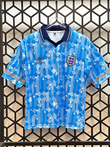 England 1990 World Cup Third -Collar Five Sleeve-Embroidery- No Player Name-AM Retro Store