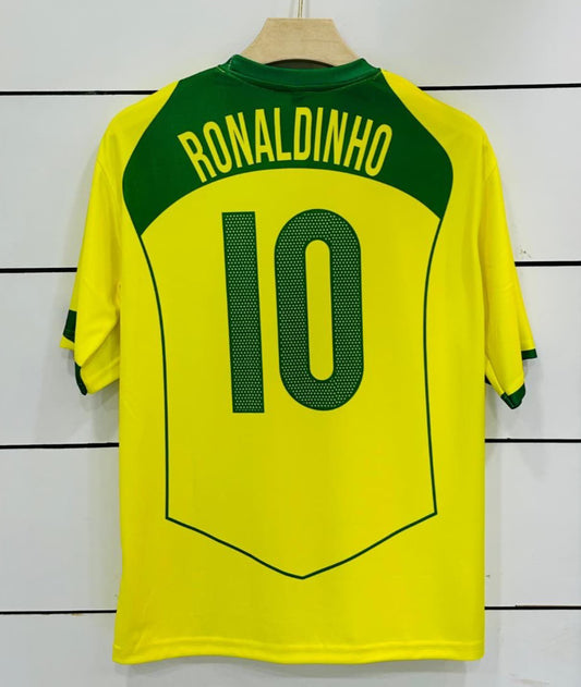Brazil 2004 home kit-Ronaldinho-Retro Jersey