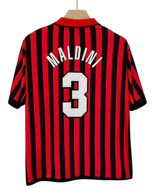 AC Milan 1999-2000 Centenary Home Shirt-Maldini-Collar Five Sleeve