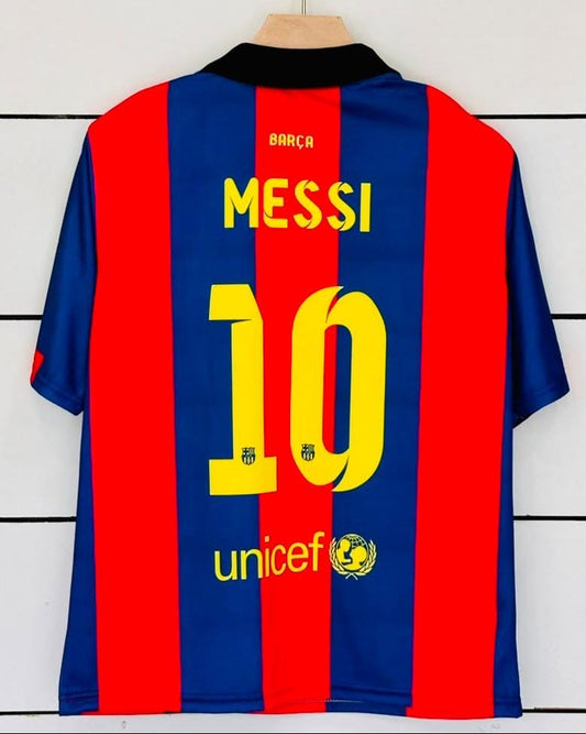 Barcelona 2014/15 Home Kit-MESSI 10-Collar Five Sleeve-AM Retro Store