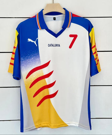 Catalunya 2002/03 home-GUARDIOLA-Collar Five Sleeve-AM Retro Store