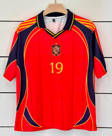 Spain 2000 Home Retro Kit-LAMINE YAMAL 19-Collar Five Sleeve-AM Retro Store
