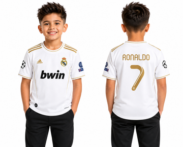 Kids/Boys Real Madrid Jersey-Ronaldo 7 Gold Print -AM Retro Store