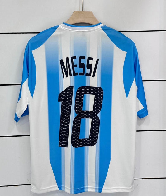 Argentina 2004 Home kit-Messi -Five Sleeve-Embroidery