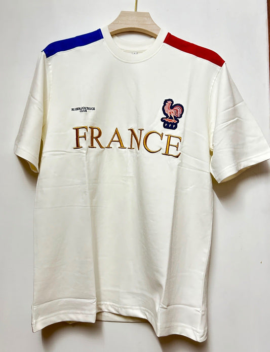 France Vintage T-shirt Over Size-LoopNet Cotton Fabric-Embroidery-AM Retro Store