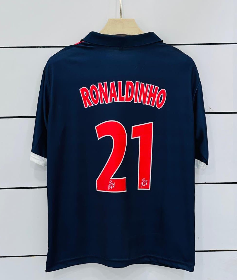 PSG 2001/02 Home-Ronaldinho-Collar Five Sleeve-AM Retro Store