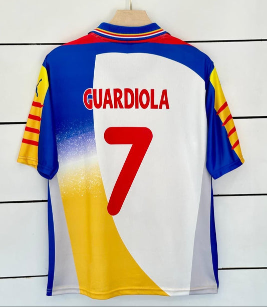 Catalunya 2002/03 home-GUARDIOLA-Collar Five Sleeve-AM Retro Store