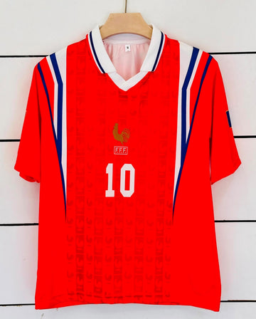 France 1996 Home Jersey-ZIDANE 10-Collar Five Sleeve-AM Retro Store