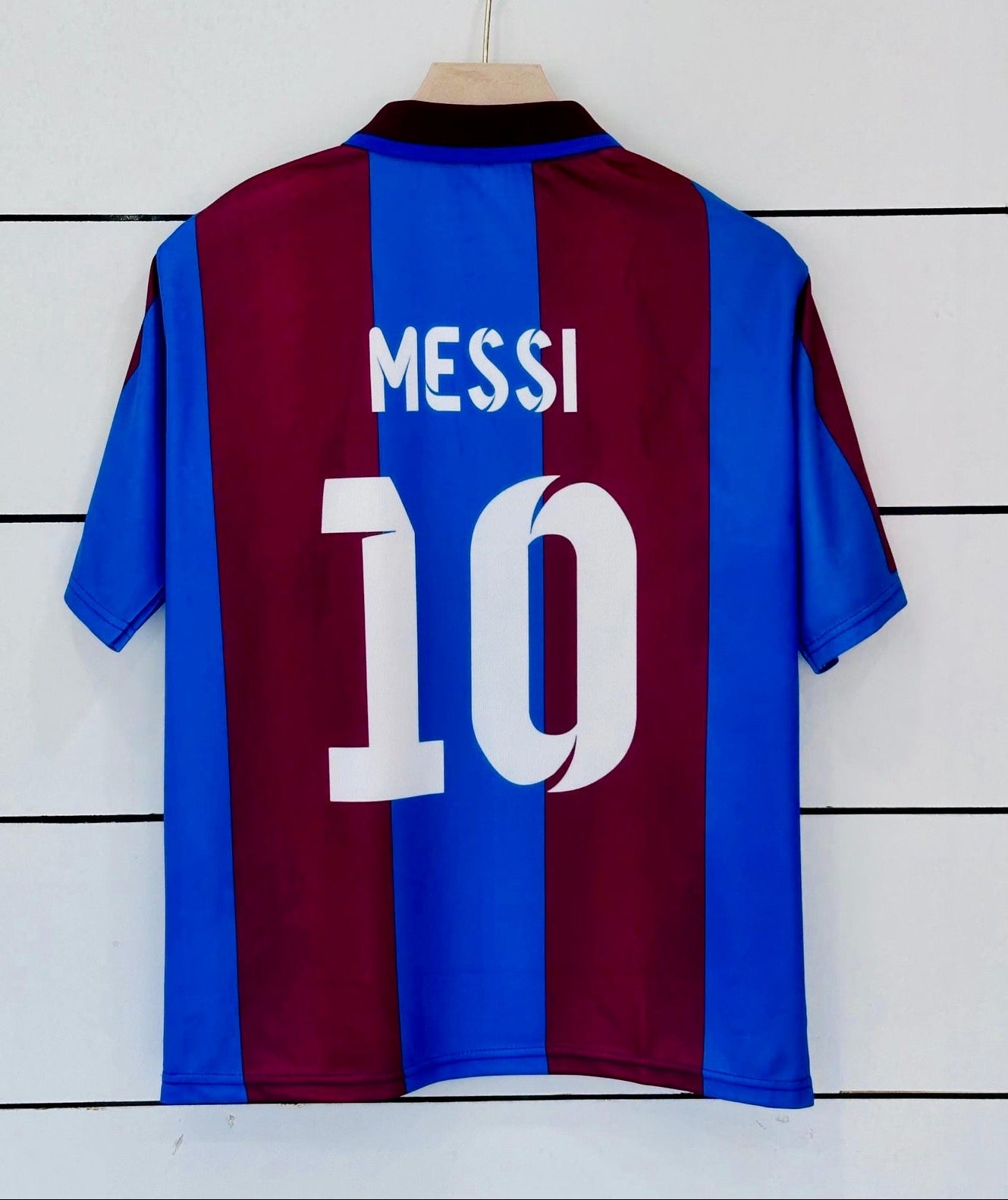 Barcelona 2003/04 Home Jersey-Messi 10-Collar Five Sleeve-AM Retro Sto