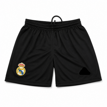 Dotknit Embroidery Shorts-Real Madrid Black-AM Retro Store