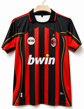 AC Milan 2006/07 Home-MALDINI 3-Signature-Embroidery-Collar Half Sleeve-AM Retro Store