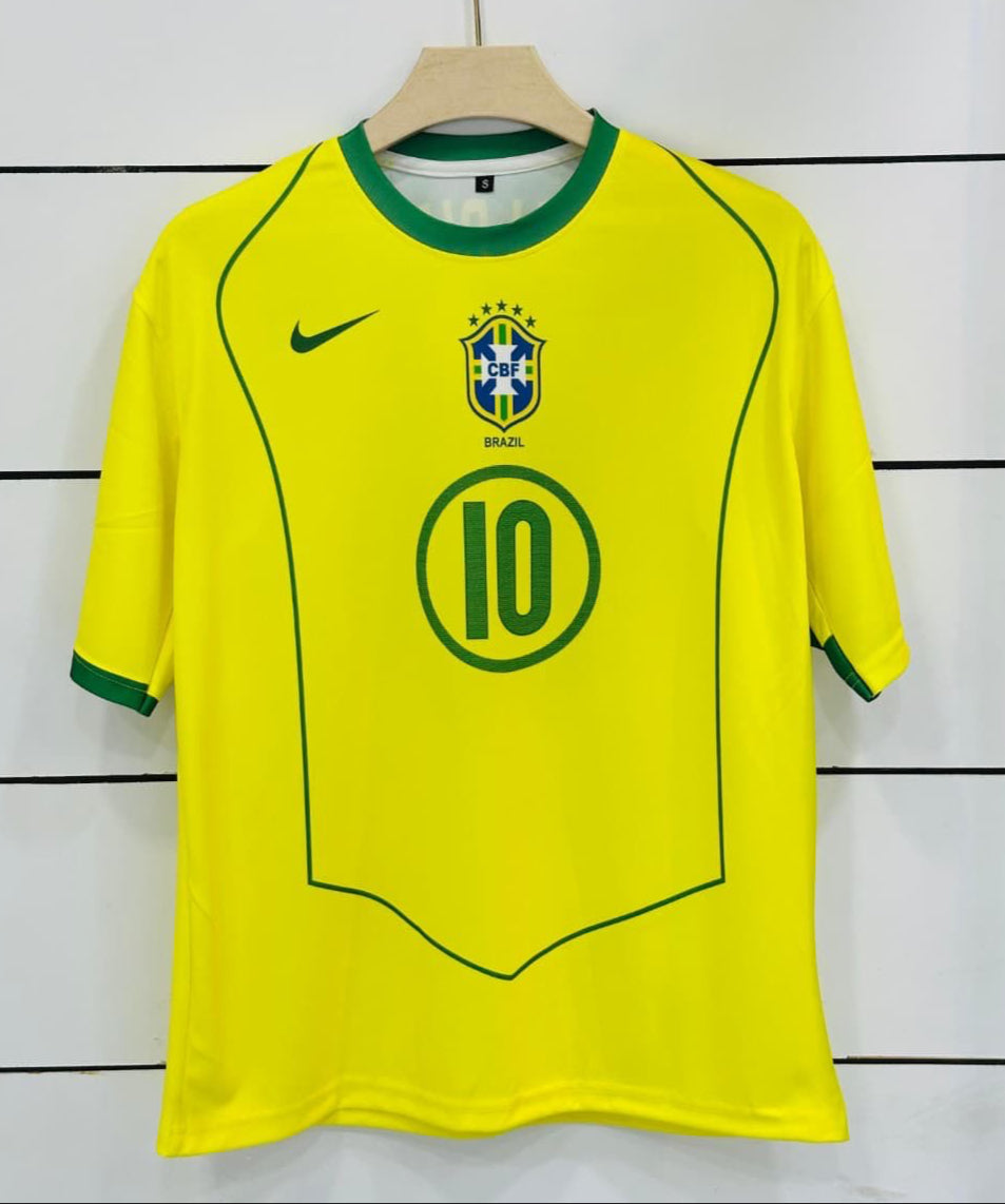 Brazil 2004 home kit-Ronaldinho-Retro Jersey