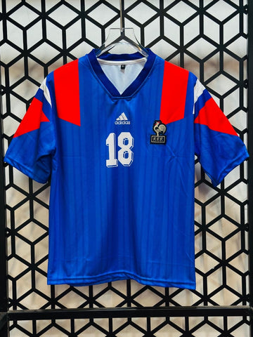 France 1992/94 Home Jersey-CANTONA-Embroidery-V Neck Five Sleeve-AM Retro Store