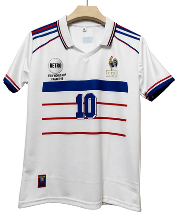 France 1998 World cup Away Kit-ZIDANE 10-Collar Half Sleeve-AM Retro Store