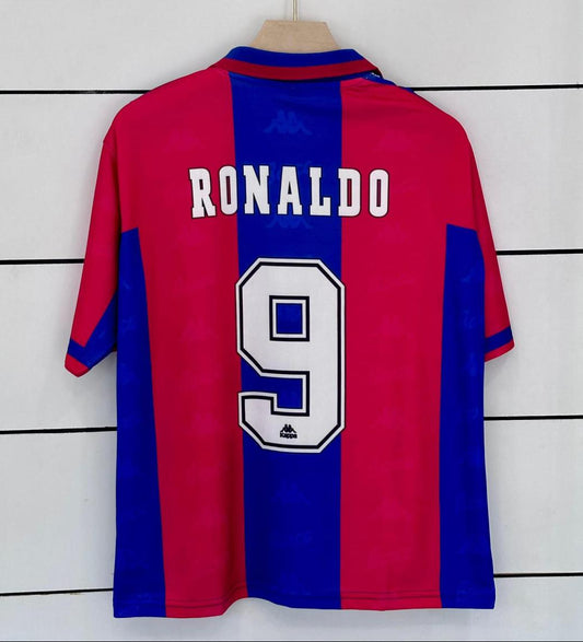 Barcelona 1995/97 Away-Ronaldo Nazario-Collar Five Sleeve-AM Retro Store