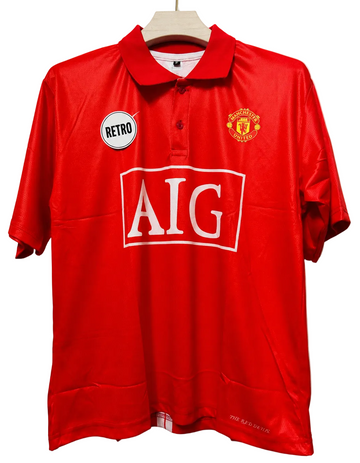 Manchester United 2007/08 Home-Ronaldo 7-Collar Five Sleeve Button-AM Retro Store