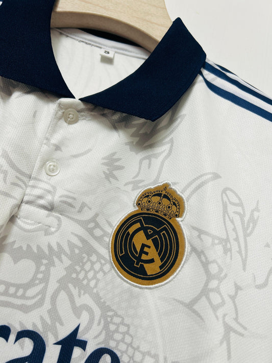 Real Madrid Sepcial Edition Dragon-No Player Name-Embroidery-Collar Half Sleeve-AM Retro Store