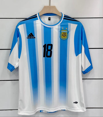 Argentina 2004 Home kit-Messi -Five Sleeve-Embroidery