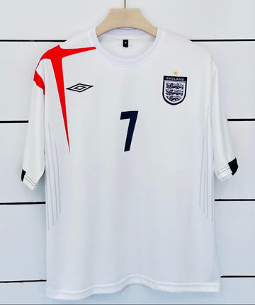 England Home 2005/07-Beckham-Retro-Embroidery-Five Sleeve-AM Retro Store