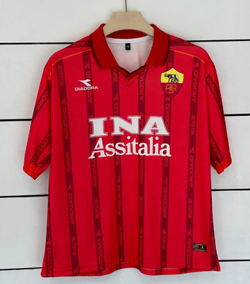 AS ROMA 1999/2000 Home Retro Jersey-CAFU-Collar Five Sleeve