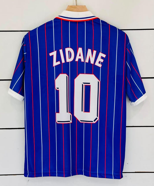 France 1982 Home Jersey-ZIDANE 10-Collar Five Sleeve-AM Retro Store