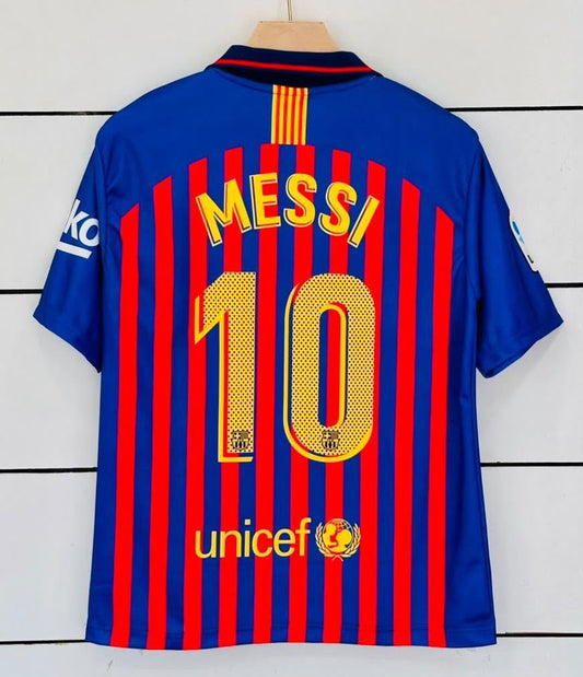 Barcelona 2018/19 Home Jersey-MESSI 10-Collar Five Sleeve-AM Retro Store