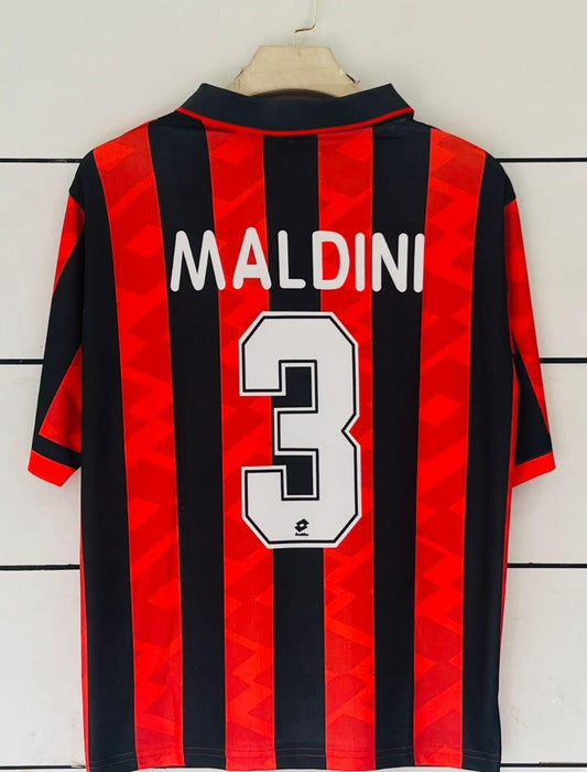AC Milan 1993/94 Home-Vintage- Maldini-Collar Five Sleeve