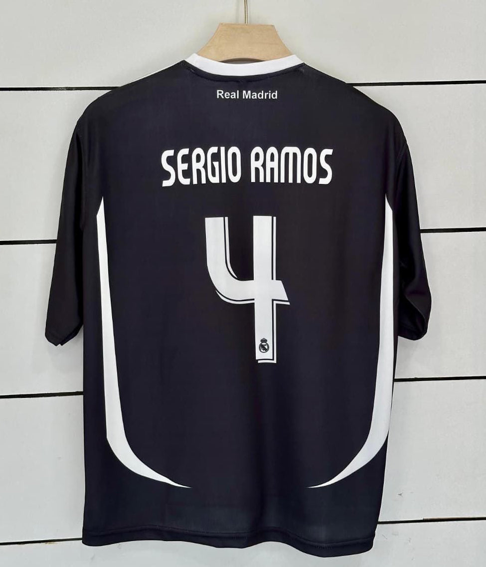 Real Madrid 2006/07 Away-Retro- SERGIO RAMOS-Embroidery Five Sleeve-AM
