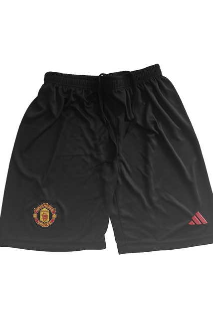Dotknit Embroidery Shorts-Manchester United-Black-Red Logo