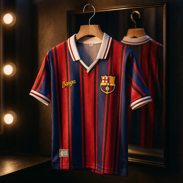 Barcelona 125th Anniversary Edition-Messi -Collar Half Sleeve Embroidery-AM Retro Store