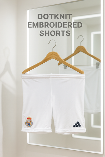 Dotknit Embroidery Shorts-Real Madrid-White