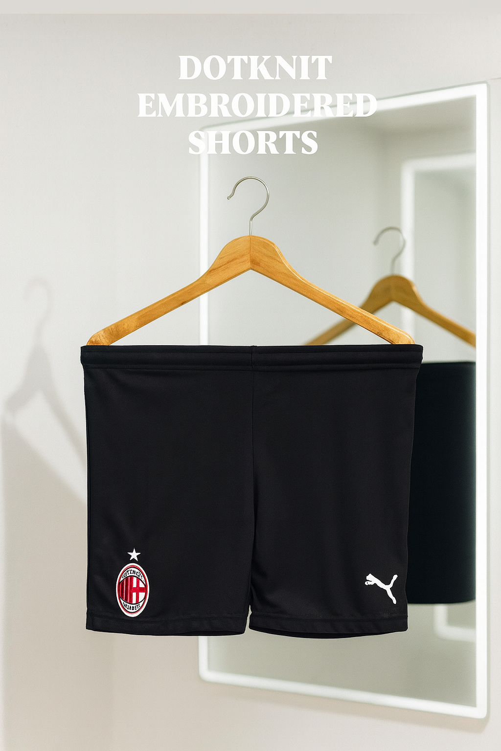 Dotknit Embroidery Shorts-AC Milan-Black