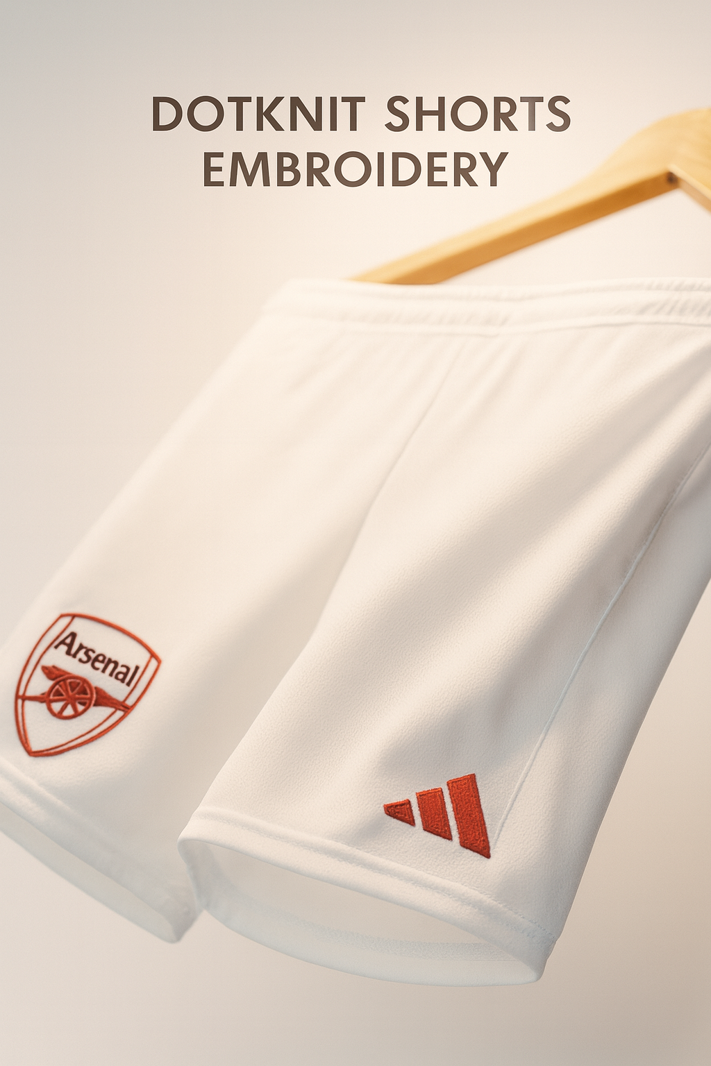Dotknit Embroidery Shorts-Arsenal-white