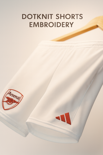 Dotknit Embroidery Shorts-Arsenal-white