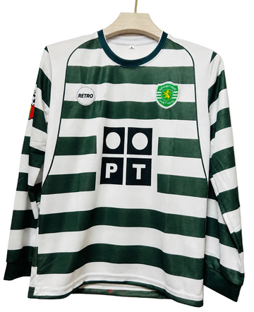Sporting 2001/03 Home-Retro-Ronaldo 28-Embroidery-Full Sleeve-AM Retro Store