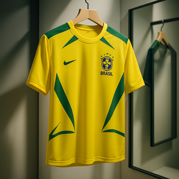 Brazil 2002 Home Kit-Ronaldo Nazario-Five Sleeve-AM Retro Store