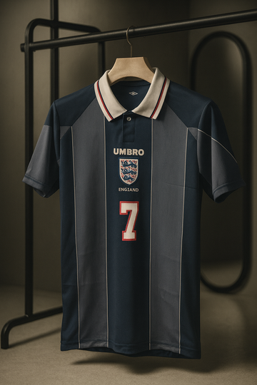 England 1996/97 Retro-Away-Beckham-Collar Half Sleeve