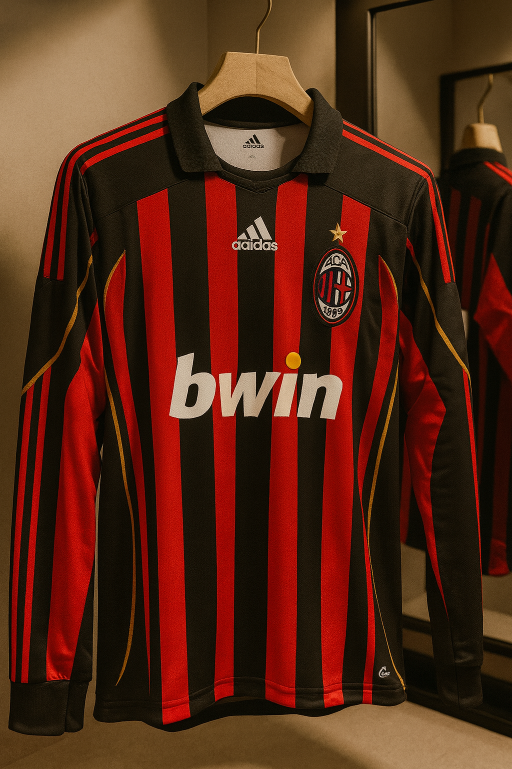 AC Milan 2006/07 Home-Maldini-Signature Embroidery- Collar Full sleeve