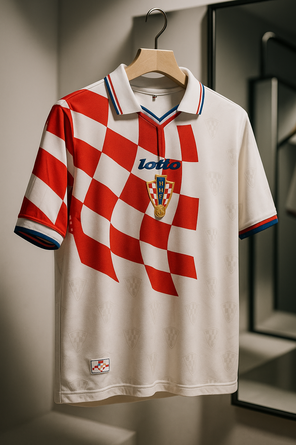 Croatia 1998 Retro Jersey-Collar Five Sleeve