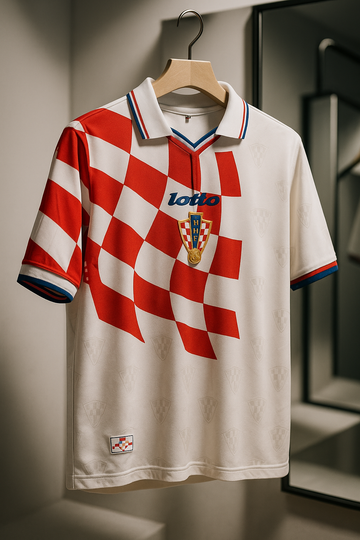 Croatia 1998 Retro Jersey-Collar Five Sleeve