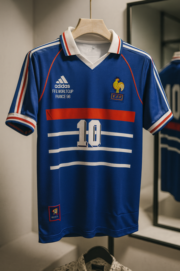 France 1998 World cup-Zidane Retro Kit-Signature Embroidery