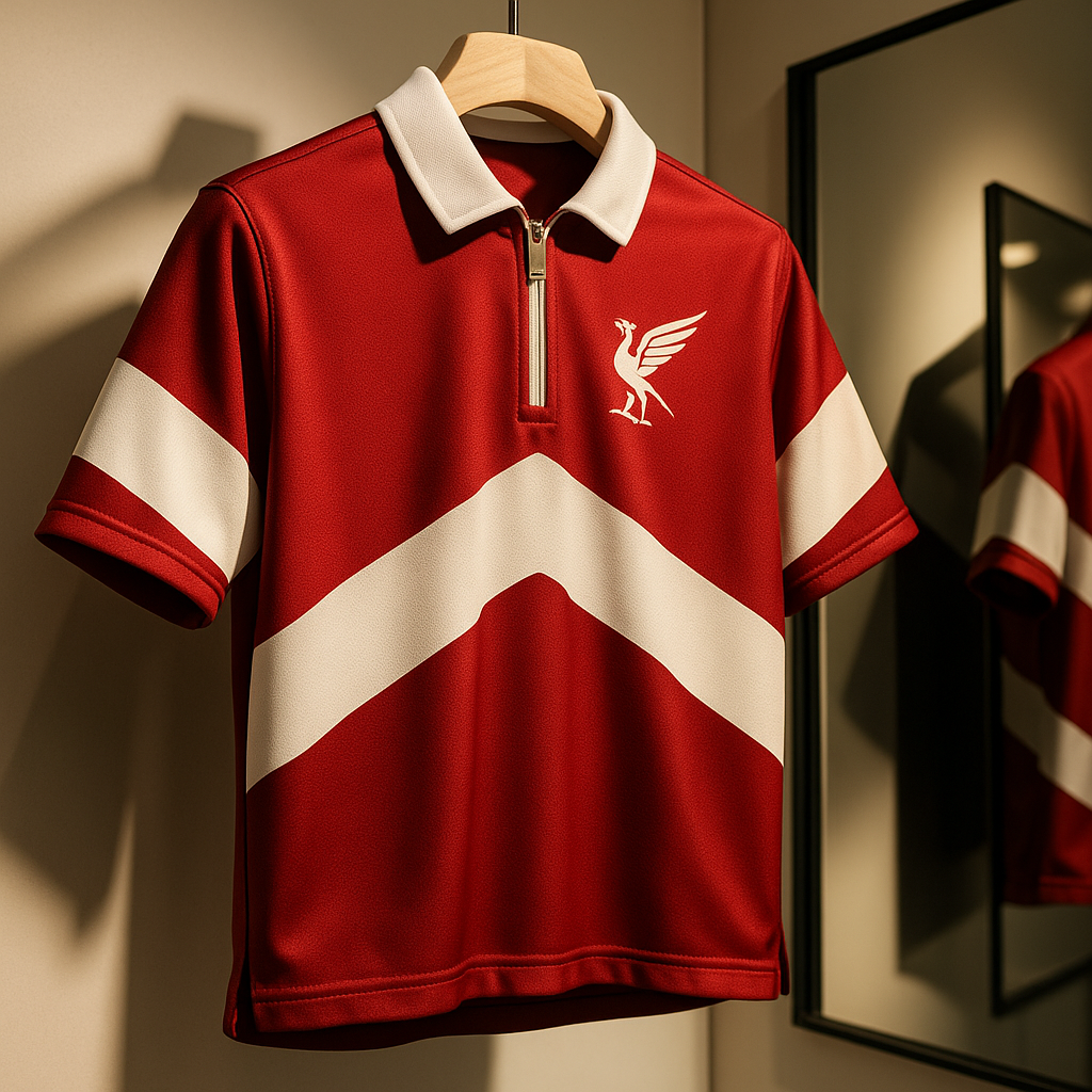 Liver Pool Red Five Sleeve Polo With Zip-Signature