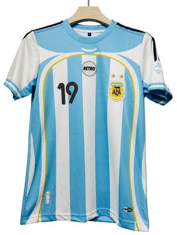 Argentina 2006 Worldcup Home-MESSI 19 RETRO-Signature -Embroidery -AM Retro Store