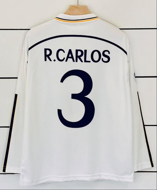 Real Madrid 1998/2000- R CARLOS 3- Home-Collar Full Sleeve-Loose Fit-AM Retro Store