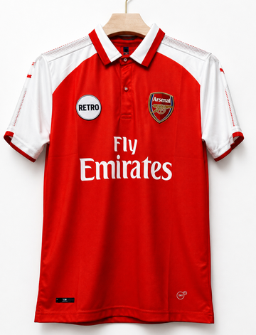 Arsenal 2017/18 Home-OZIL 11-Signature-Embroidery-Collar Half Sleeve-AM Retro Store