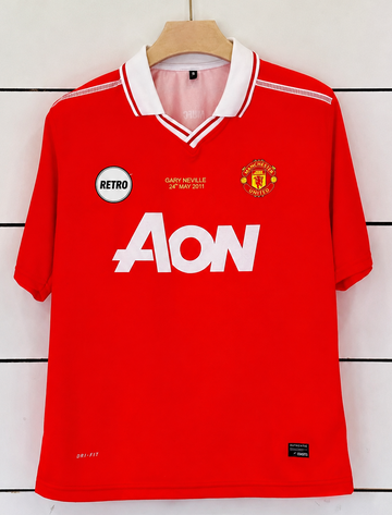 Manchester United 2010/11 Home-BECKHAM 7- Collar Five Sleeve-AM Retro Store