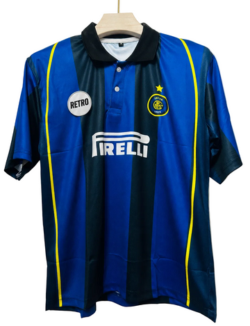 Inter Milan 2001/02 Home-RONALDO NAZARIO 9-Collar Five Sleeve Button-AM Retro Store