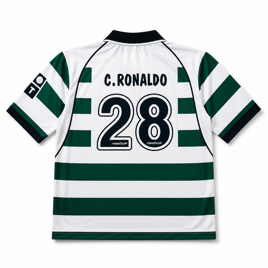 Kids/Boys Collar Five Sleeve Jersey-RONALDO 28 Sporting-Signature -AM Retro Store