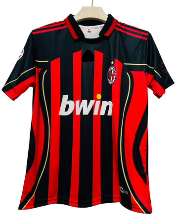 AC Milan 2006/07 Home-RONALDINHO 80-Collar Half Sleeve-AM Retro Store